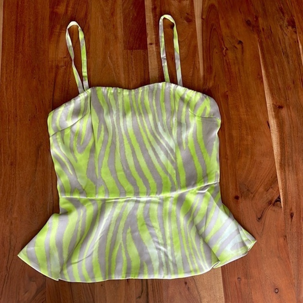 GUESS BY MARCIANO- Neon Green Peplump‎ Top With Detachable straps